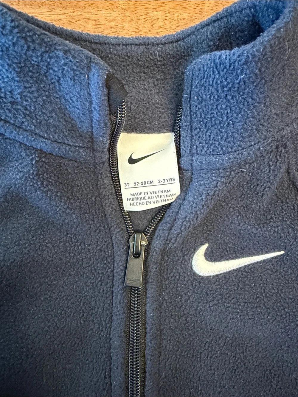 Nike Kids Navy Blue Full-Zip Fleece Jacket with White Swoosh